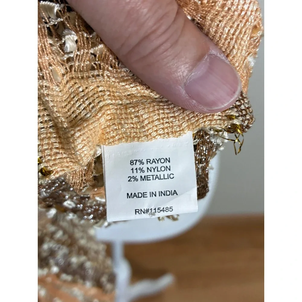 Womens Metallic Gold Copper Brown Multi Strand Knit Infinity Scarf Loop Rayon